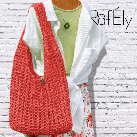 Sac Fourre-tout style filet - couleur corail